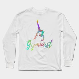 Gymnast Silhouette Art & Text Long Sleeve T-Shirt